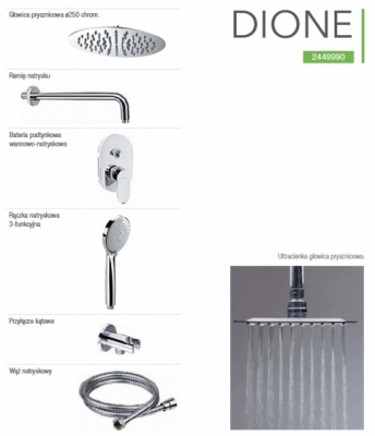 VALVEX - DIONE  zestaw podtynkowy z deszczownicą okrągłą 250 mm - KOMPLETNY