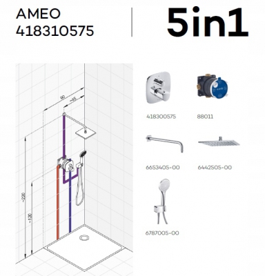 Kludi AMEO zestaw podtynkowy prysznicowy 5w1 z termostatem