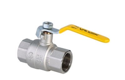 VALVEX ORION Kurek kulowy 1/2  pełnoprzelotowy do gazu z dźwignią stalową, wersja nakrętno-nakrętna, niklowany