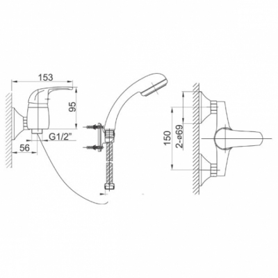 FERRO Bateria natryskowa ścienna VASTO