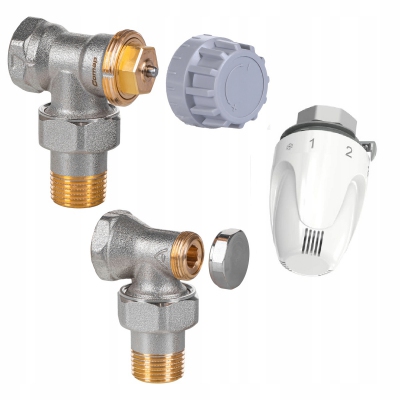 COMAP Zestaw zawór grzejnikowy termostatyczny kątowy 1/2 z głowicą