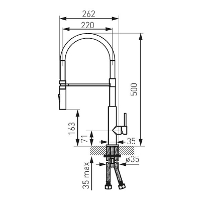 FERRO Bateria zlewozmywakowa stojąca z wyciąganą elastyczną wylewką Libretto