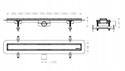 KESSEL LINEARIS COMPACT odwodnienie odpływ liniowy 1050 mm + sitko i syfon