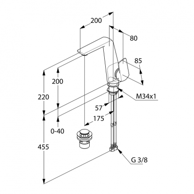 KLUDI AMEO jednouchwytowa bateria umywalkowa uchwyt boczny