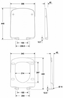 KOŁO  NOVA PRO Deska sedesowa antybakteryjna prostokątna z tworzywa Duroplast