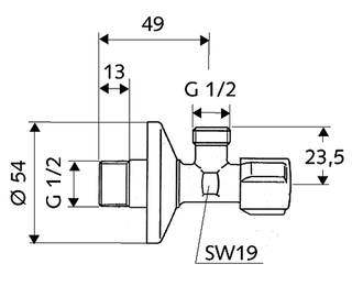 SCHELL COMFORT zawór kątowy do spłuczki 1/2 x 1/2