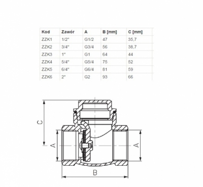 FERRO Zawór zwrotny klapowy 2 cale