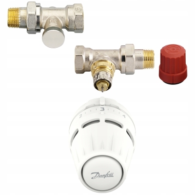 DANFOSS zestaw termostatyczny prosty 1/2 zawory + głowica 015G5304