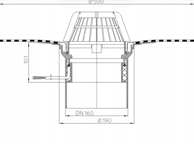 HL62.1H/5 Wpust dachowy DN160 pionowy z podgrzewem (10-30W/230V)