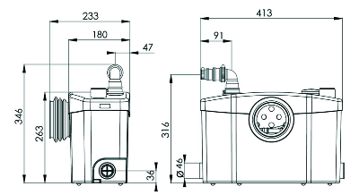 SFA Sanipro POMPA ROZDRABNIACZ do wc i łazienki WC+3