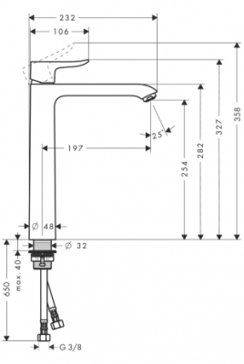 HANSGROHE Metris HG basin mixer 260 Metris Highriser