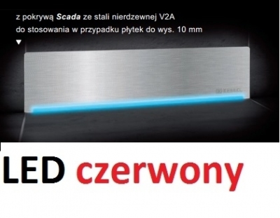 KESSEL SCADA odpływ liniowy ścienny model stal nierdzewna V2A z podświetleniem LED czerwonym