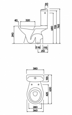 KOŁO Miska kompaktowa lejowa IDOL z odpływem pionowym - SAMA MISKA (dolna część kompaktu)