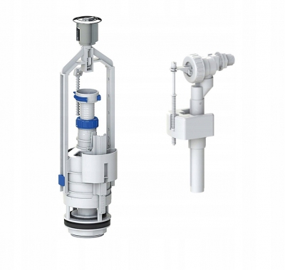 Zestaw naprawczy do spłuczki: zawór spustowy 3/6 litra + pływakowy 1/2