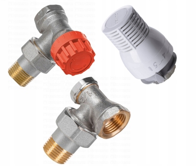 COMAP Zestaw zawór grzejnika termostatyczny z nastawą KĄTOWY 1/2 z głowicą