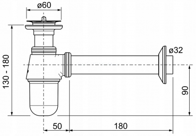 VIEGA syfon umywalkowy butelkowy CHROM z sitkiem