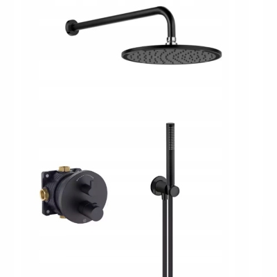 Kludi Nova Fonte zestaw podtynkowy prysznicowy 7w1 z termostatem CZARNY MAT
