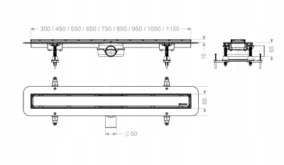 KESSEL LINEARIS COMPACT odwodnienie odpływ liniowy 650 mm + sitko i syfon