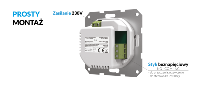 TECH F-2Z V1 przewodowy regulator pokojowy CZARNY