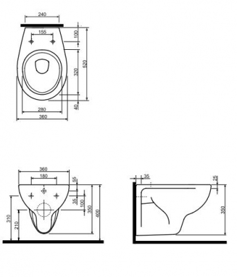 KOŁO Miska ustępowa lejowa REKORD, wisząca