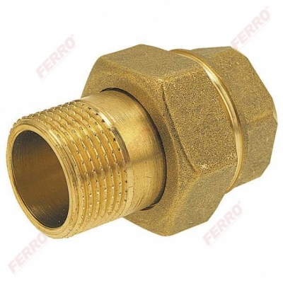 FERRO Śrubunek mosiężny prosty z oringiem 1 cal