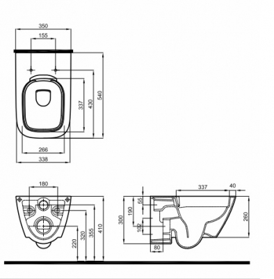 KOŁO MODO  Miska ustępowa lejowa Rimfree, wisząca bez wewnętrznego kołnierza