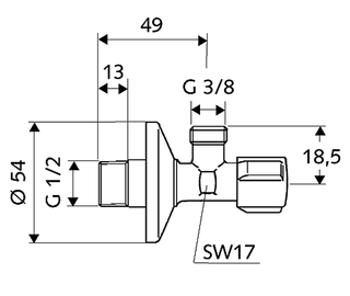 SCHELL COMFORT zawór kątowy pod baterię 1/2 x 3/8