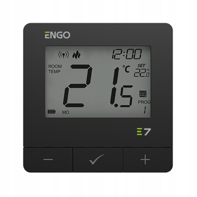 Engo E7-RFB Programowany, bezprzewodowy regulator temperatury CZARNY
