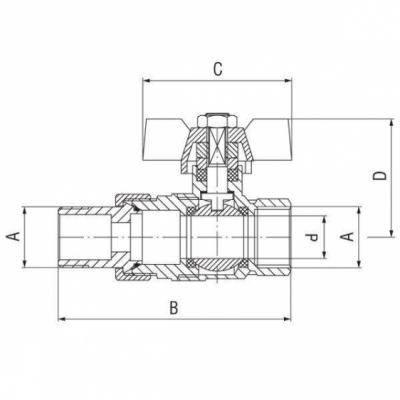 FERRO Zawór kulowy wodny ze śrubunkiem 3/4 cala, z dławikiem, nakrętno-wkrętny, chrom
