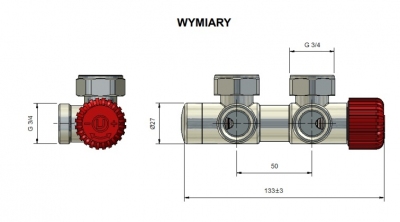 VARIOTERM zawór grzejnikowy TWINS 50mm graphite strukturalny + złączki pex 16