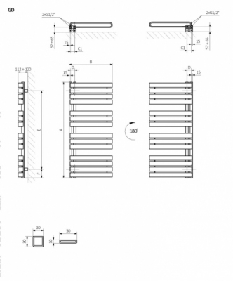 TERMA Grzejnik łazienkowy WARP S 655x600 BIAŁY