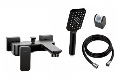 VALVEX LOFT BLACK Bateria wannowa + zestaw natrysk