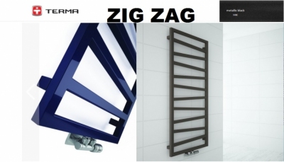 TERMA grzejnik łazienkowy ZIG ZAG 500 x 1070 mm METALLIC BLACK podłączenie środkowe Z8
