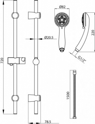 VALVEX FARO Natrysk przesuwny 5-funkcyjny z mydelniczką