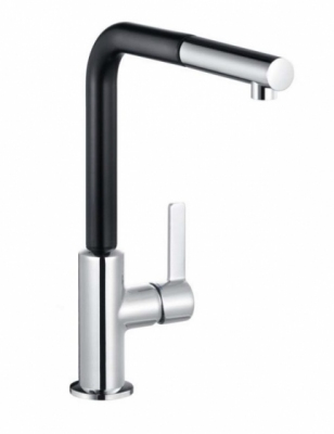 KLUDI L-INE S bateria kuchenna obrotowa, wyciągana wylewka CZARNY /CHROM