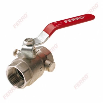 FERRO Zawór kulowy wodny 1 cal z dławikiem, odpowietrznikiem i korkiem