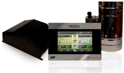 TECH ST-392 zPID dotykowy sterownik kominka z płaszczem wodnym + przepustnica fi 100