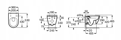 ROCA ONA Miska podwieszana Rimless z deską wolnoopadającą A34H688000