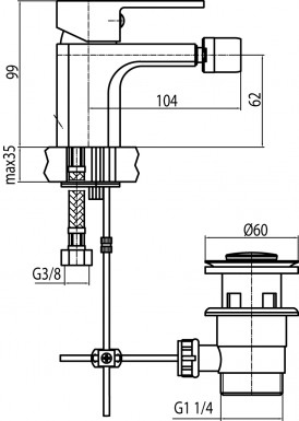 VALVEX LOFT GOLD Bateria bidetowa