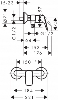 HANSGROHE LOGIS bateria natryskowa + deszczownica FERRO
