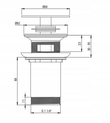 DEANTE KLIK-KLAK Korek do umywalki uniwersalny - z przelewem CHROM