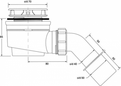 McALPINE HC252570B  Syfon brodzikowy z elementem umożliwiającym czyszczenie od góry
