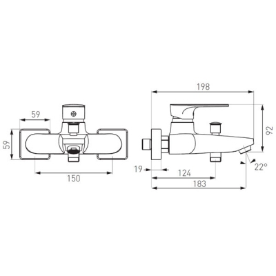 FERRO Bateria wannowa ścienna Algeo Square  + umywalkowa stojąca +  zestaw natryskowy SOLE