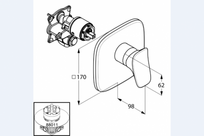 KLUDI AMBIENTA PODTYNKOWA BATERIA NATRYSKOWA