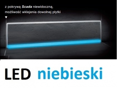 KESSEL SCADA odpływ liniowy ścienny model do wklejenia płytki z podświetleniem LED niebieski