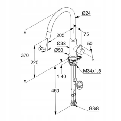 KLUDI BINGO STAR XS bateria kuchenna czarny mat