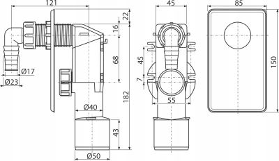 AlcaPlast Syfon pralkowy podtynkowy biały APS4