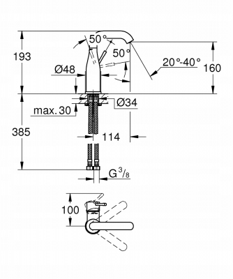 GROHE ESSENCE bateria umywalkowa stojąca M czarna