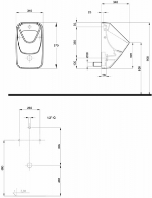 KOŁO Pisuar NOVA PRO ze zintegrowanym ceramicznym sitkiem, dopływ z tyłu
