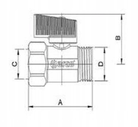ARCO MINI zawór kulowy wodny 1/2 cala GW / GZ DN15 uchwyt czerwony 2207R